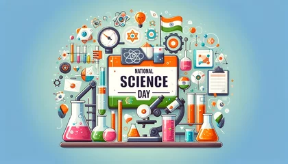 Foto op Plexiglas Illustration in flat style for india national science day. © Milano