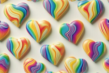 Rainbow color heart shapes