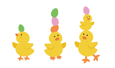  Easter chick with colored eggs vector.