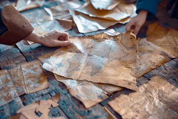 Unveiling Treasure. Adventurers Deciphering Pirate Maps.