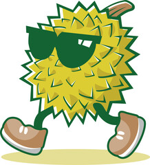 Cartoon cool Durian Character walking