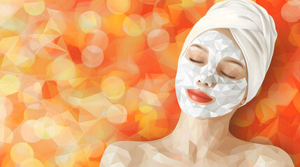 Woman Enjoying a Relaxing Facial Mask Treatment Bokeh Background Spa Concept