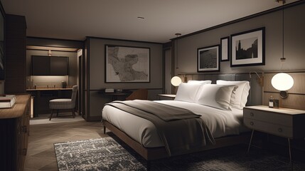 Stylised contemporary boutique hotel room and suite