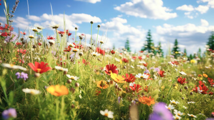 Colorful and Vibrant Wildflower Field
