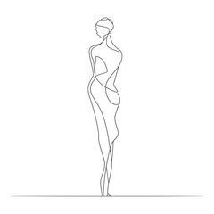 Fototapeta premium aesthetic woman with continuous line art style black color only