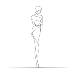 aesthetic woman with continuous line art style black color only