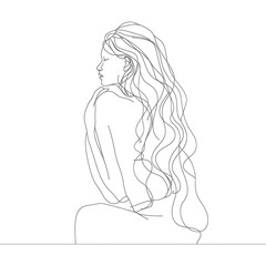 aesthetic woman with continuous line art style black color only