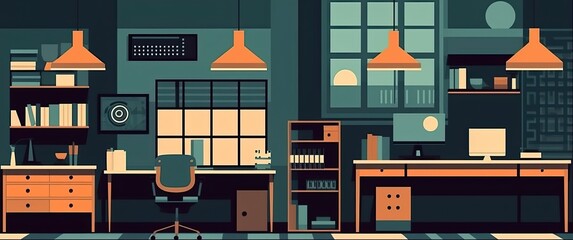 Interior minimalist graphic design office