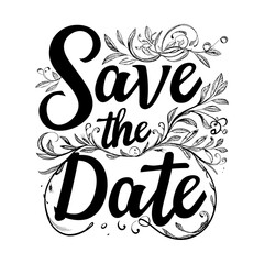 typography art save the date word for wedding invitation element