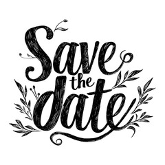 typography art save the date word for wedding invitation element