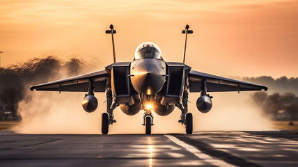 Fototapeta premium Fighter Jet in Flight: A Cle Up of the Thrt and the Lift