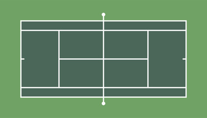 Tennis court ground pitch top view