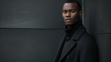 Portrait of a black men. Posing for a fashion shoot.  Isolated in dark background.