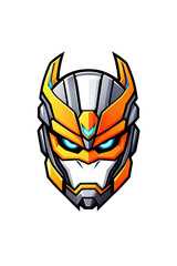 Cyborg head mascot isolated on transparent background.