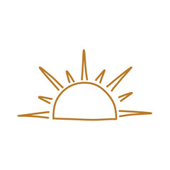 Hand drawn sun line design 