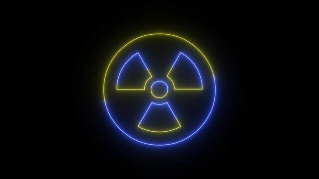 Neon Hazard sign animated. Bright Hazard symbol background.