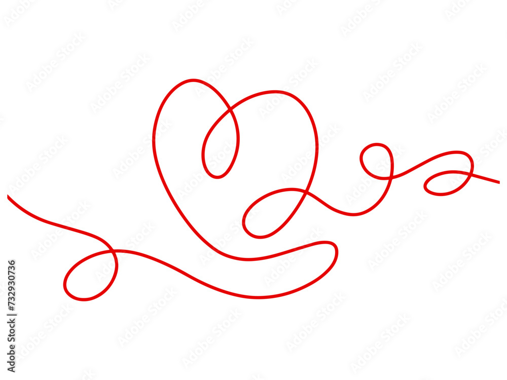 Wall mural valentine heart line art illustration