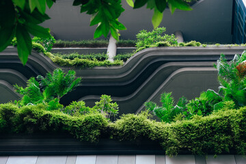 Eco-Architecture with Green Balconies on Modern Building