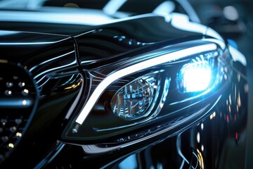 Luxury car concept with detailed exterior headlights