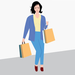 stylish woman with shopping bags