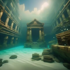 Underwater ruins, Submerged ruins of an ancient civilization with crumbling temples and forgotten treasures3