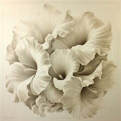 abstract gentle transparent flowers, cyber silverpoint impressionism.