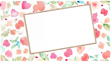 Rectangular frame of watercolor hearts in delicate shades. High quality illustration Rectangular frame of watercolor hearts in delicate shades There is space for text inside the frame