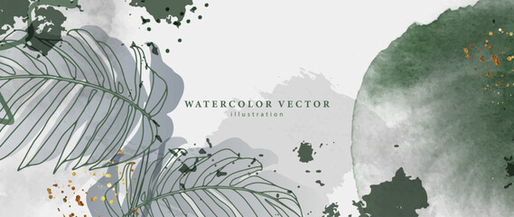 Delicate vector watercolor botanical design. Watercolor background, poster, banner. Imitation of a watercolor drawing, watercolor splashes.