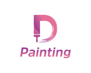 Abstract Letter D Painting Logo Design. Paint shop and Print service company Logo Design.

