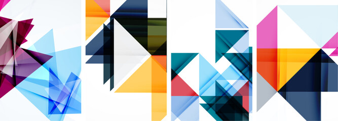 Set of abstract random triangle composition backgrounds. Vector illustration for for wallpaper, business card, cover, poster, banner, brochure, header, website