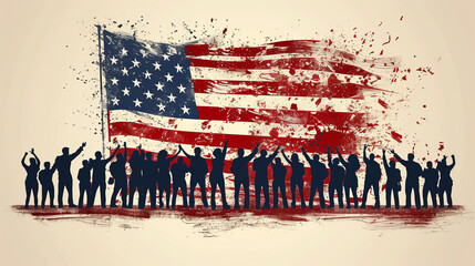 people waving American flag american flag Patriots of America. Banner, generative ai