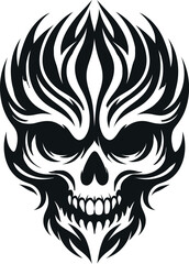 modern tribal tattoo skulls, abstract line art of mythological creatures, fantasy, minimalist contour. Vector

