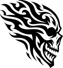 Obraz premium modern tribal tattoo skulls, abstract line art of mythological creatures, fantasy, minimalist contour. Vector