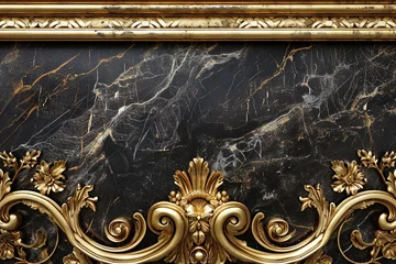 Foto op Canvas Abstract ornamental vintage aesthetics marble framed wall hanging, in the style of intricate frescoes ceiling design. Luxurious baroque style patchwork patterns. Decorative borders with gold. © Merilno