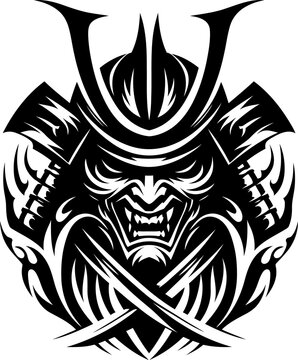 recommend clip art: modern tribal tattoo samurai, abstract line art minimalist contour. Vector
                    
                    