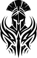 modern tribal tattoo Sparta Warriors, abstract line art, minimalist contour. Vector