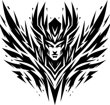 recommend clip art: modern tribal tattoo valkyrie, abstract line art, minimalist contour. Vector