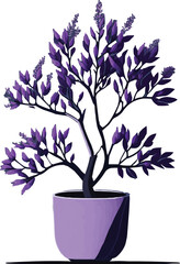 Free vector flat vector illustration of a Jakaranda plant on a pot. AI generative. - obrazy, fototapety, plakaty
