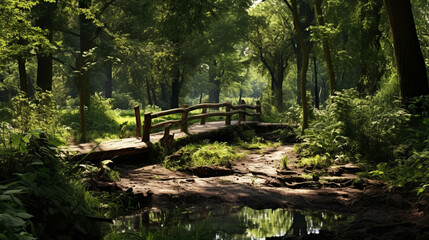 bench in the forest  high definition(hd) photographic creative image