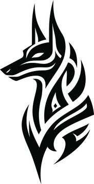 recommend clip art: modern tribal tattoo anubis, abstract line art of mythological creatures, fantasy, minimalist contour. Vector