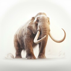 Mammoth on white background, vintage illustration generated with AI