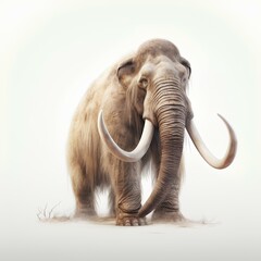 Mammoth on white background, vintage illustration generated with AI