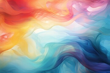 Obraz premium Colorful swirling dreams. Cloud background, Neon colorful smoke clouds on a dark background, gradient background, neon glow. Motion Color drop in water. Ai generated