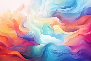 Fototapeta na wymiar Colorful swirling dreams. Cloud background, Neon colorful smoke clouds on a dark background, gradient background, neon glow. Motion Color drop in water. Ai generated