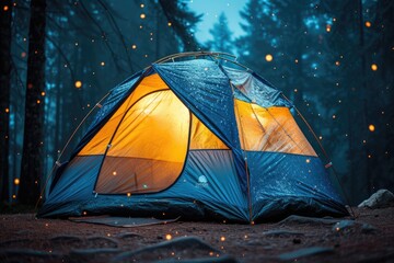 Camp out with tent in park professional photography - obrazy, fototapety, plakaty