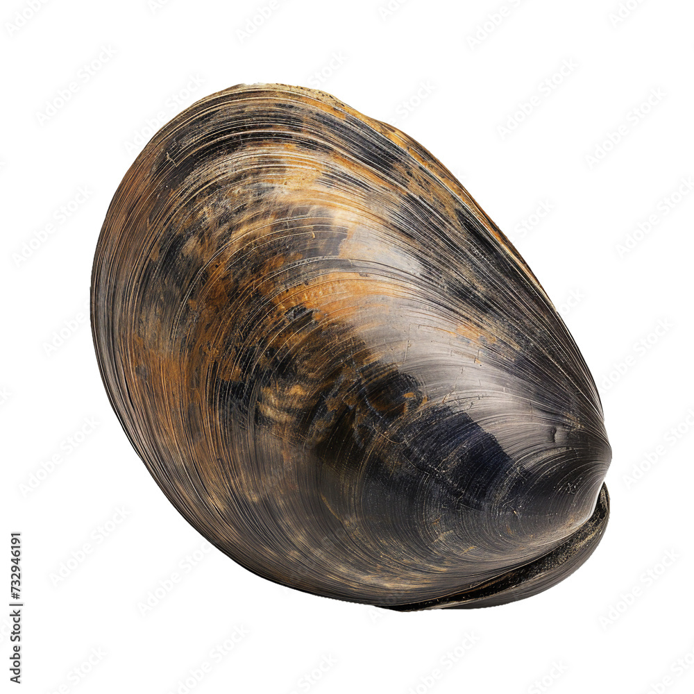 Sticker Mussel shell, transparent background, isolated image, generative AI