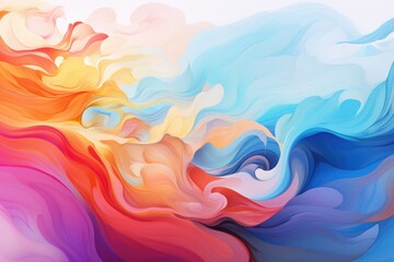 Obraz premium Colorful swirling dreams. Cloud background, Neon colorful smoke clouds on a dark background, gradient background, neon glow. Motion Color drop in water. Ai generated