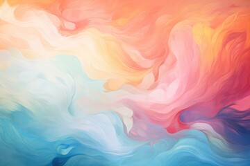 Obraz premium Colorful swirling dreams. Cloud background, Neon colorful smoke clouds on a dark background, gradient background, neon glow. Motion Color drop in water. Ai generated