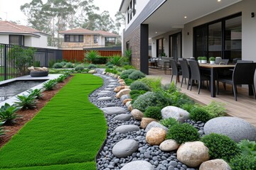 outdoor grass in backyard landscaping style inspiration ideas