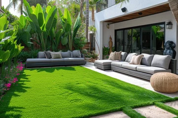 Poster outdoor grass in backyard landscaping style inspiration ideas © NikahGeh